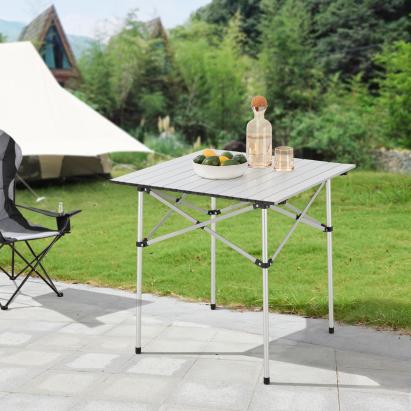 Masă pliabilă din aluminiu Castilenti 70x70x70 cm, argintie
