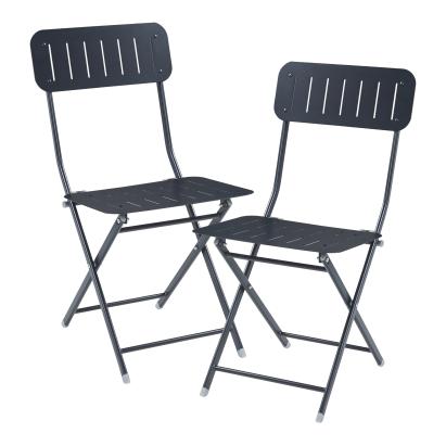Set 2 scaune pliante de grădină Sande din oțel, negre, [en.casa]