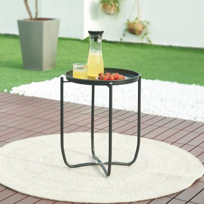 Masă tip tavă Sandefjord din oțel, 53x40 cm, negru, pentru interior și exterior