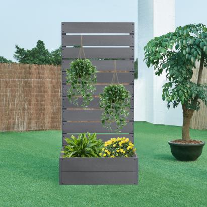 Ghiveci cu paravan de intimitate Heerde 150x72x38 cm, gri, WPC