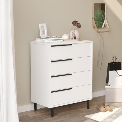 Kommode Vesanto 95x75x45 cm 4 Schubladen Weiß [en.casa]