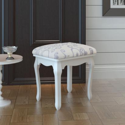 Taburet pentru dressing, alb crem, material textil GartenMobel Dekor