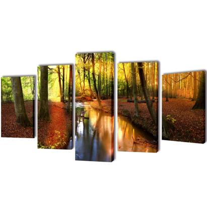 Set de tablouri din pânză cu temă pădure 100 x 50 cm GartenMobel Dekor