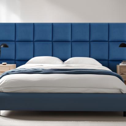 Wandkissenset Carpino 4-tlg. Samt 30x30 cm Navyblau [neu.haus]