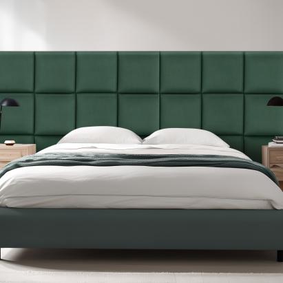 Wandkissenset Carpino 4-tlg. Samt 30x30 cm Dunkelgrün [neu.haus]