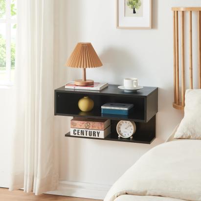 Raft de perete Gauldal, negru, 57 x 30 x 32 cm, [en.casa]