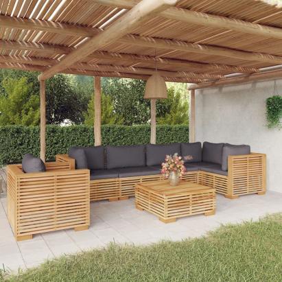 Set mobilier grădină cu perne, 7 piese, lemn masiv de tec GartenMobel Dekor
