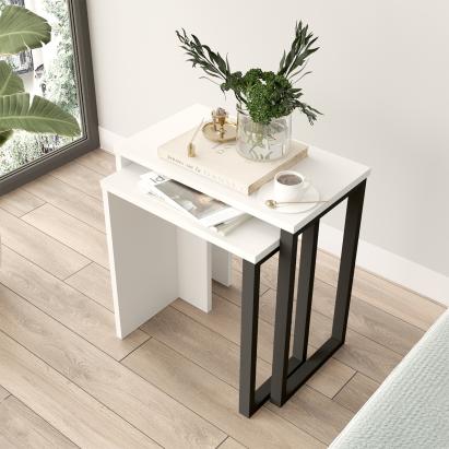 Satztisch Vesanto 2er Set Weiß [en.casa]