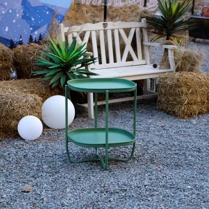 Măsuță tavă Sandefjord din oțel verde, 57,5x46x46 cm, [en.casa]