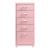 Dulap mobil de birou roz cu 5 sertare, metalic, 69x28x41 cm