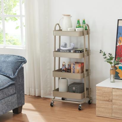 Küchenrollwagen Pyhäntä mit 4 Ebenen Kamelfarben [en.casa]