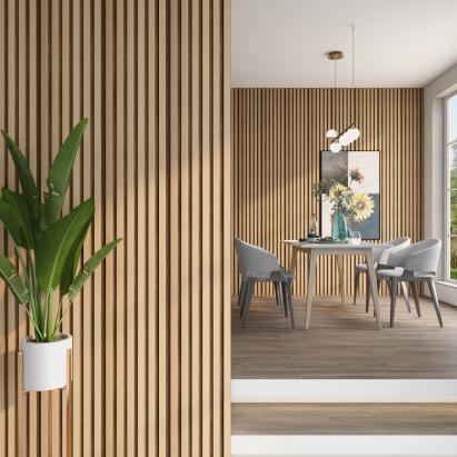 Set 10 panouri 3D de perete Borger 195x30 cm, stejar deschis