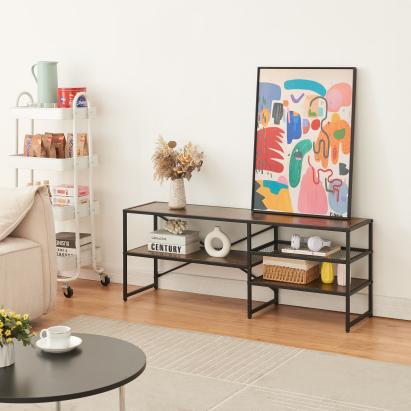 Masă TV Västiarharg 120x30x46 cm, negru și aspect nuc, [en.casa]