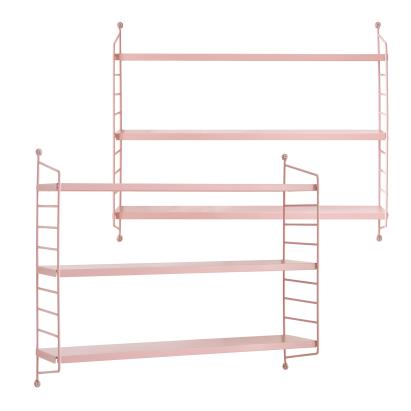 Set 2 rafturi de perete modulare roz Strangnas din otel [en.casa]