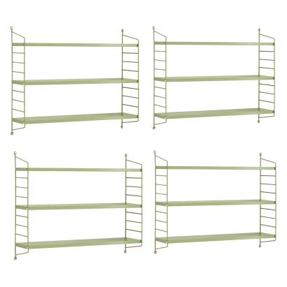 Set 4 rafturi de perete modulare Strängnäs, verde olive, din oțel