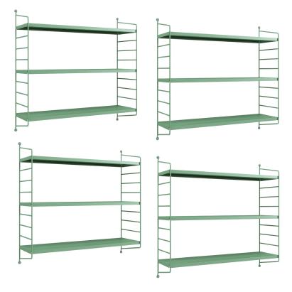 Set 4 rafturi de perete modulare Strängnäs, verde pastel, metal