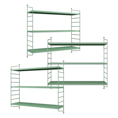 Set 3 rafturi de perete modulare Strangnas, verde pastel, din otel