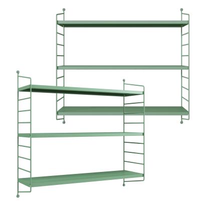 Set 2 rafturi de perete modulare Strängnäs, verde pastel, din oțel
