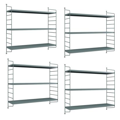 Set 4 rafturi de perete modulare gri-albastru din otel [en.casa]