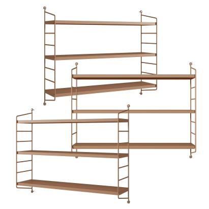 Set 3 rafturi de perete modulare maro deschis din oțel [en.casa]