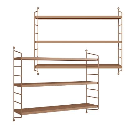 Set 2 rafturi de perete modulare Strängnäs, maro deschis, 3 polite