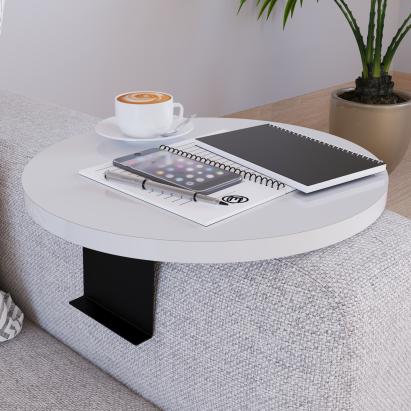 Sofatablett Kuleskyd Ø34cm Weiß [en.casa]