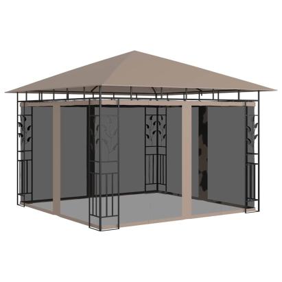Pavilion cu plasă anti-țânțari, gri taupe, 3x3x2,73 m, 180 g/m² GartenMobel Dekor