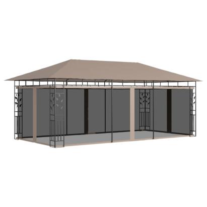 Pavilion cu plasă anti-țânțari, gri taupe, 6x3x2,73 m, 180 g/m² GartenMobel Dekor