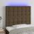 Tăblie de pat cu LED, maro închis, 90x5x118/128 cm, textil GartenMobel Dekor
