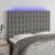 Tăblie de pat cu LED, gri închis, 144x5x118/128 cm, textil GartenMobel Dekor