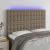 Tăblie de pat cu LED, gri taupe, 144x5x118/128 cm, textil GartenMobel Dekor