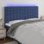 Tăblie de pat cu LED, albastru, 160x5x118/128 cm, textil GartenMobel Dekor