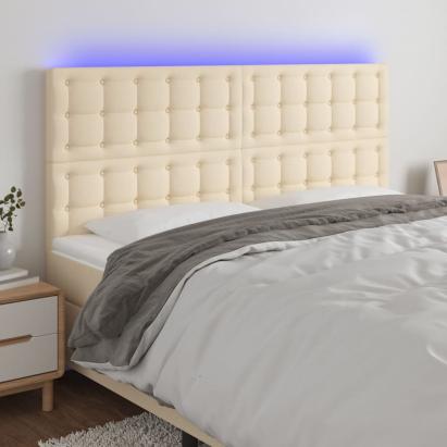 Tăblie de pat cu LED, crem, 180x5x118/128 cm, textil GartenMobel Dekor