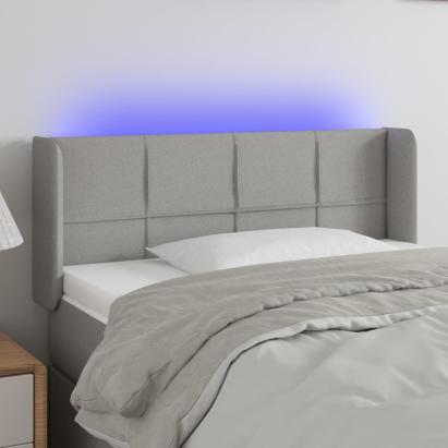 Tăblie de pat cu LED, gri deschis, 93x16x78/88 cm, textil GartenMobel Dekor