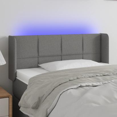 Tăblie de pat cu LED, gri închis, 93x16x78/88 cm, textil GartenMobel Dekor
