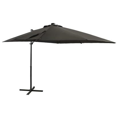 Umbrelă în consolă cu stâlp și LED-uri, antracit, 250 cm GartenMobel Dekor