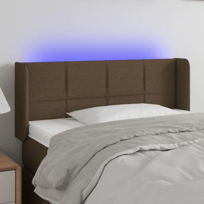 Tăblie de pat cu LED, maro închis, 103x16x78/88 cm, textil GartenMobel Dekor