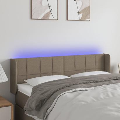 Tăblie de pat cu LED, gri taupe, 147x16x78/88 cm, textil GartenMobel Dekor