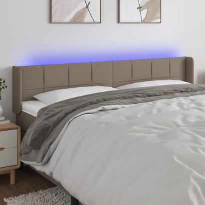 Tăblie de pat cu LED, gri taupe, 163x16x78/88 cm, textil GartenMobel Dekor