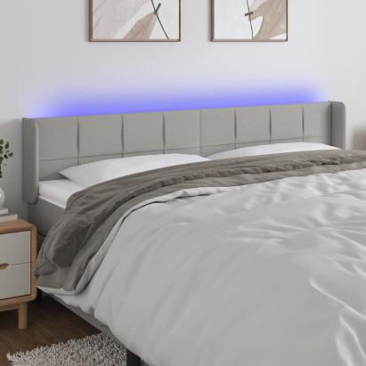 Tăblie de pat cu LED, gri deschis, 183x16x78/88 cm, textil GartenMobel Dekor