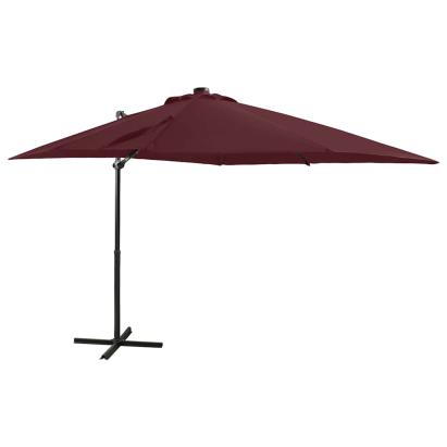Umbrelă în consolă cu stâlp și LED-uri, roșu bordo, 250 cm GartenMobel Dekor
