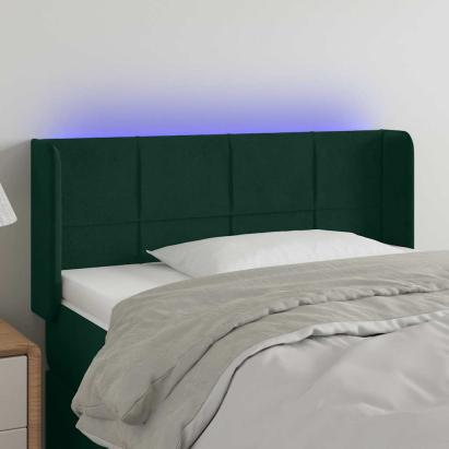 Tăblie de pat cu LED, verde închis, 83x16x78/88 cm, catifea GartenMobel Dekor