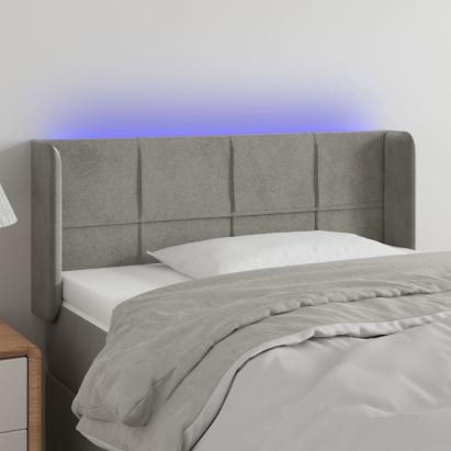 Tăblie de pat cu LED, gri deschis, 93x16x78/88 cm, catifea GartenMobel Dekor