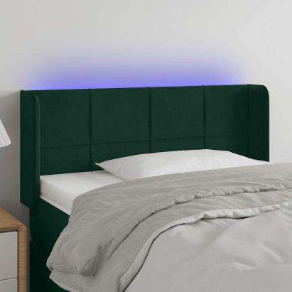 Tăblie de pat cu LED, verde închis, 93x16x78/88 cm, catifea GartenMobel Dekor