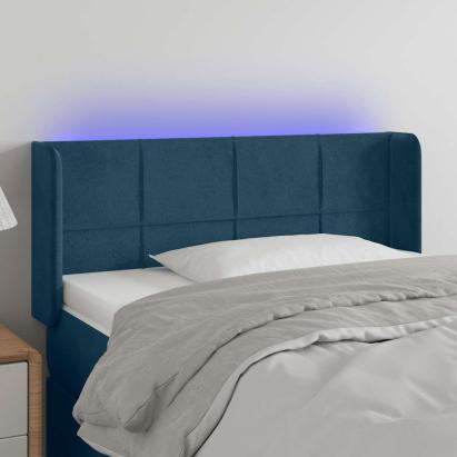 Tăblie de pat cu LED, albastru închis, 93x16x78/88 cm, catifea GartenMobel Dekor