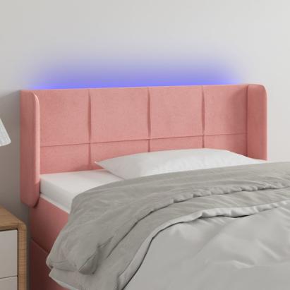 Tăblie de pat cu LED, roz, 93x16x78/88 cm, catifea GartenMobel Dekor