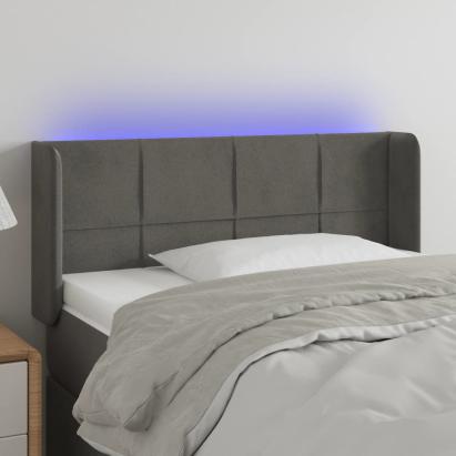 Tăblie de pat cu LED, gri închis, 103x16x78/88 cm, catifea GartenMobel Dekor
