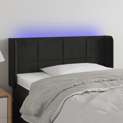Tăblie de pat cu LED, negru, 103x16x78/88 cm, catifea GartenMobel Dekor