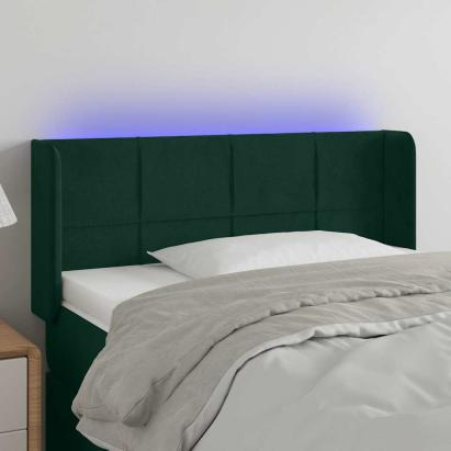 Tăblie de pat cu LED, verde închis, 103x16x78/88 cm, catifea GartenMobel Dekor