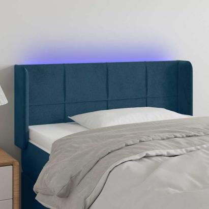 Tăblie de pat cu LED, albastru închis, 103x16x78/88 cm, catifea GartenMobel Dekor